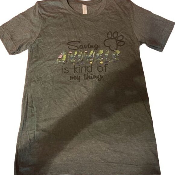 Saving Animals Is Kind Of My Thing T-Shirt Bella + canvas Unisex Heather Green - Picture 2 of 6